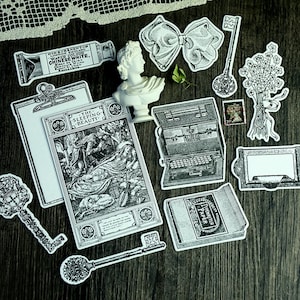 Old School Letterpress Die-Cuts, Briefpapier Doos, Art Tools, Ambachtelijke Letterpress Vintage Cut Outs, Junk Journal, Ephemera