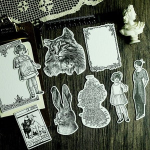 Cortes tipográficos da velha escola, 1920, moda vintage, gatos, recortes vintage de tipografia artesanal, diário de lixo, coisas efêmeras