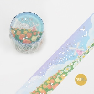 BGM Washi Tape, Flower Field Silver Foil Masking Tape, Flower Garden Decorative Tape for creative journal and Planner, Japanese Stationery