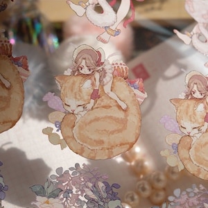 Peaceful Kingdom Clear and Washi Tape, Animali, Uccello, Mondo di Miniature, Fantasia, Fata, Pixie Girls Masking Tape per diario creativo,