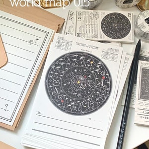 Juego de papel de carta Mewmewbeam, mapa 015, carta astrológica, papel de nota de mapa estelar, suministro de correo postal y caracol