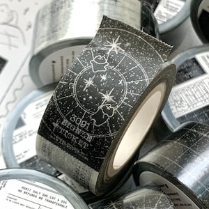 Mewmewbeam Easy Cut Map015 Washi Tape, Galaxy, Space Cat Admit Ticket Masking Tape für Junk Journal, Ephemera, Planner Sticker