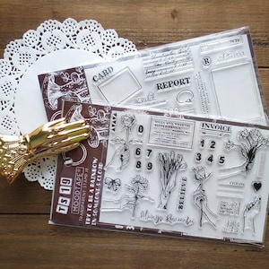 Handgeste Acryl Stempel Set, Rose, Schnecke Briefstempel, Postkarten, Klare Stempel