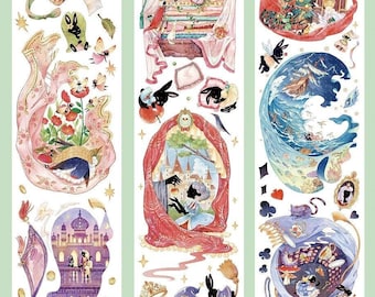 Tape Sample, Acts of a Fairytale Washi and PET Tape Sample for Art Journal and Planner, Collage Masking Tape, Illustration Sticker Tape