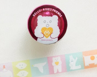 Friends and Sunny Days PET Tape, Cozyca x AIEUO, Cute Animals, Artist Illustrated Masking Tape for Journal and Planner, Kawaii Sticker