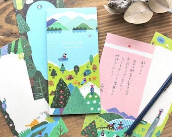 Animal Life Ippitsusen Memo Paper Pad, Cozyca, Forest, Mountain, Jungle Illustration Notepad, Journaling and Crafting Decorative Paper
