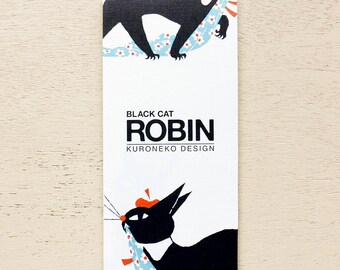Black Cat Robin B Memo Pad, Kitty, Cozyca Artist Illustration Notepad, Japanese Stationery Paper for Letters and Journal