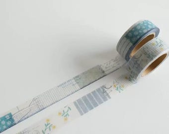 Yohaku 2024 Zimowe Prezenty Niebieska Taśma Washi W Kratkę I Paski, Taśma Papierowa Notatka W Stylu Vintage Collage, Japońska Taśma Maskująca Do Dziennika i Planera