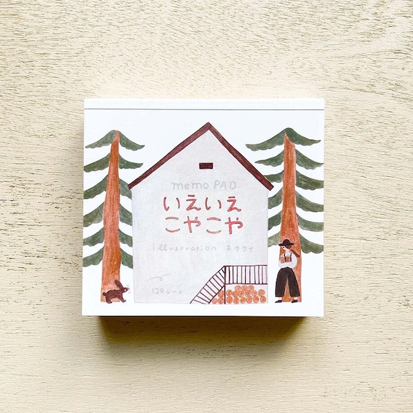 120PCS Little Cabin Memo Block, Cozyca, Necktie Illustration Notepad, House, Minimalist Japanese Stationery Paper for Planner and Journal