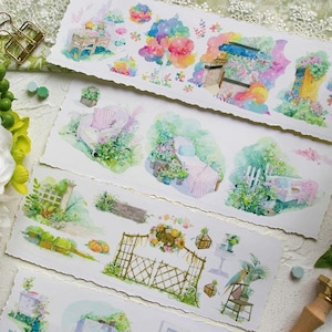 Cinta de enmascaramiento de jardín de Aaron, Washi de patio trasero y cinta PET, vegetación, cinta adhesiva de plantas para diario, planificador y álbum de recortes