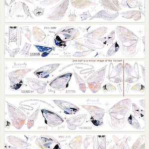 Échantillon de ruban adhésif, aile diurne Washi et échantillon de ruban PET, papillon, ruban adhésif décoratif ailes d'ange, ruban de masquage extra large