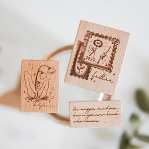 Sellos de goma de letras de primavera, flor de campana, sello de madera de lirio del valle, sello floral para diario creativo y planificador