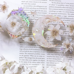 Moonlit Rendez Vous Masking Tape, Extra Wide Washi and PET Clear Tape, Floral Moon, White Lily Journal and Planner Sticker