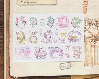 Kumayankee Bunny Flower Frames Sticker Sheet