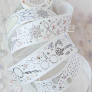 Freudebringer Woche 2 Masking Tape, LZEN Design Studio, Schleife, Lupe, Schere, Nähen Masking Tape für Journal, Planer, Scrapbook