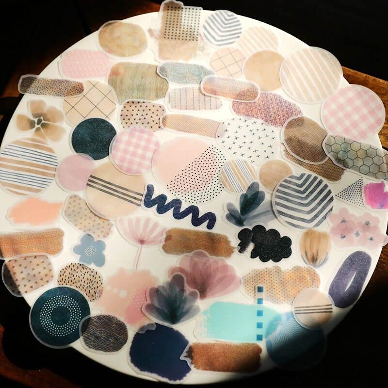 Translucent Colored Sticker Shapes and Patterns Stickers Pack, Translucent Watercolor Stickers ...