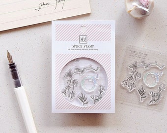 MU Lifestyle Splice Stamp NO. 3, Flower Branch, Dropping Flower Clear Silicone Stamp, Magnolia Decorative Stamp for Art Journal, Planner