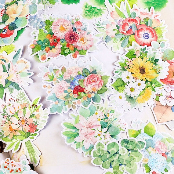 Floral Stickers Pack, Flowers Sticker Sack Series E, Planner