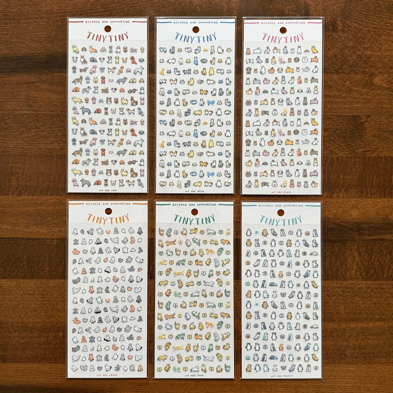 May include: Six sheets of colorful animal and bird stickers. Each sheet has a different design and features a variety of animals and birds. The stickers are perfect for adding a touch of whimsy to your planner, journal, or scrapbook.