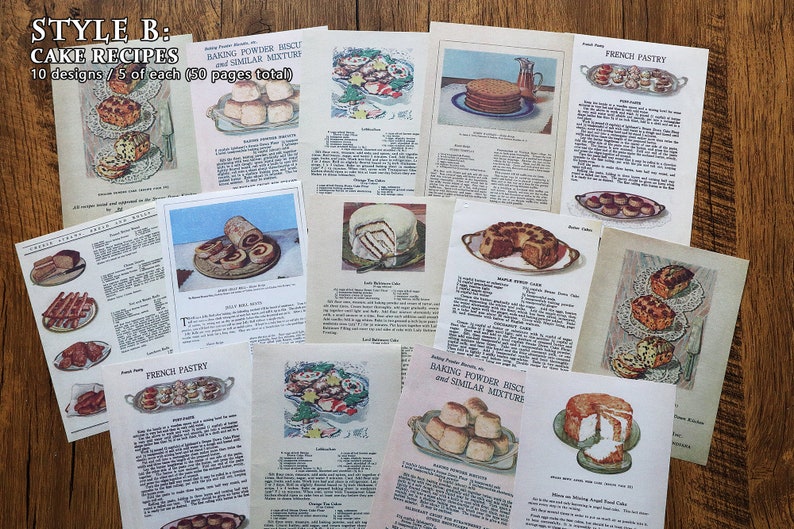 Vintage Prints Paper Pad, Botanical Illustration, Ledger, Sheet Music, Postcard Recipe Card Prints for Junk Journal, Ephemera Style B