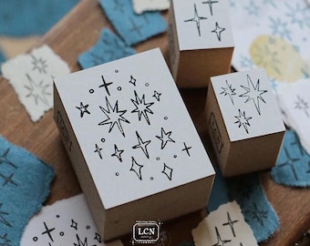 Hand Drawn Stars M Rubber Stamp | LCN Design Studio Wooden Stamp