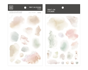 MU Lifestyle Print On Stickers 218, Paint Splatter Rub On Sticker Sheet, Pastel Paint Splotches Print On Stickers for Planner