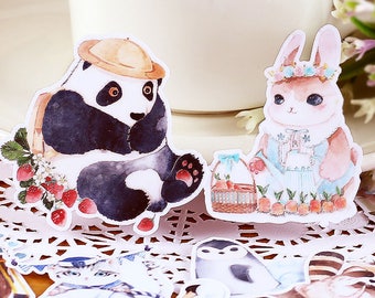 Animals Sticker Pack, Cute Animals Stickers Set, Die-Cut Planner Sticker, Panda, Deer, Llama, Polar Bear
