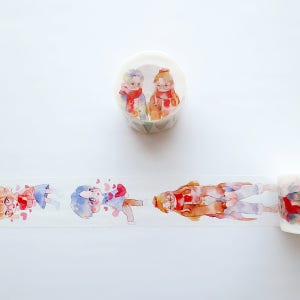 Boys And Girls Washi Tape, Love+Love Washi Tape Roll, Original Illustration Washi Sample, Masking Tape, Deco Tape