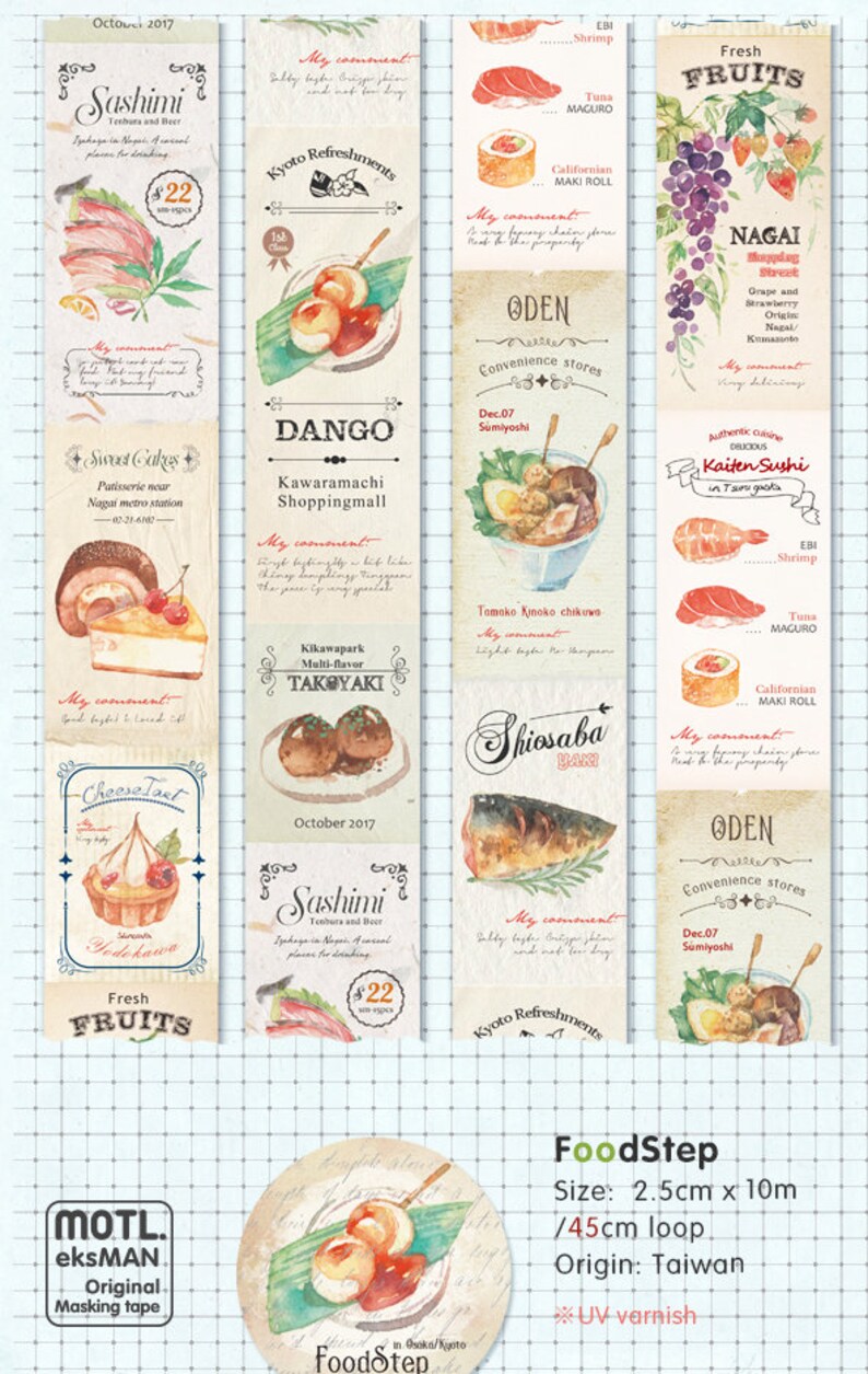 Meal Masking Tape Food Step Washi Tape Roll Dango Deco Tape Onigiri Food Food Diary Washi Tape Oden Sushi