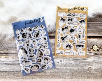 Frolicking Cats Acrylic Stamp Set 3 & 4, Planner Stamp, Kitty Stamps for Journaling, Kitten Calendar, Journal, , Clear Stamps