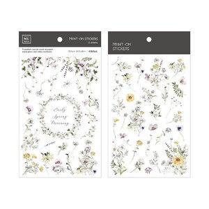 MU ライフスタイル プリント ステッカー 182、フラワー リース ラブ オン ステッカー シート、春の花、繊細な花柄プリント ステッカー