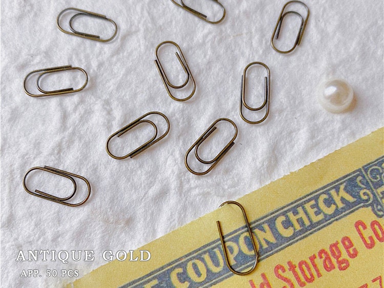 Mini Brads and Paper Clips, Vintage Gold, Silver, Bronze Colored