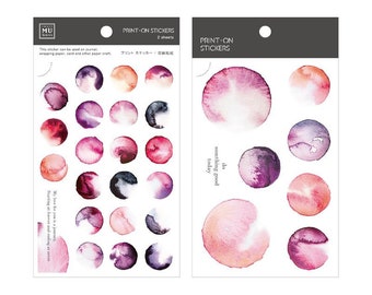 MU Lifestyle Print On Stickers 041, Pink and Purple Watercolor Splotches Rub On Sticker Sheet, Warm Colors, Background Print On Stickers