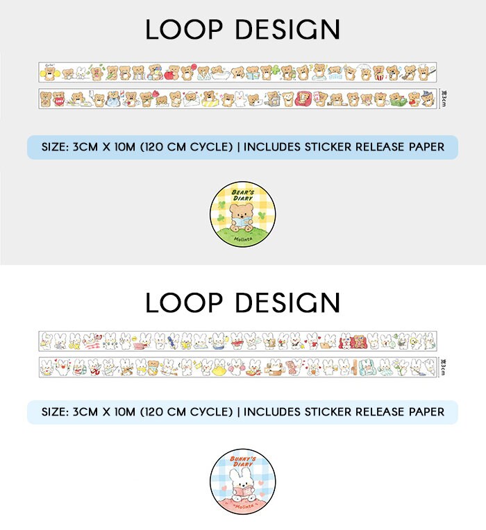 Molinta Washi Tape Samples A, Girls Daily Life Masking Tape