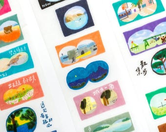 Telescope Kiss-Cut Washi Sticker Tape, Landscape Themed Masking Tape