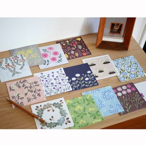 98PCS Botanical Memo Paper Set, 4Legs Illustration Notepad, Flower Doodles, Floral and Plants Letter Paper for Snail Mail, Penpal