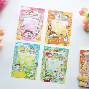 Bloco de notas com 80 peças de refrigerante de almôndega, papel de memorando kawaii, papel de nota