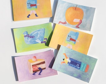 Walking About Memo Paper Set, Fruits and Objects Decoupage Paper