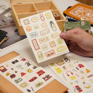 Wanle Studio seizoen 10 stickervellen set, cirkels en kaders, vintage objecten en dagelijkse voorwerpen Kiss-Cut stickervel, plannersticker