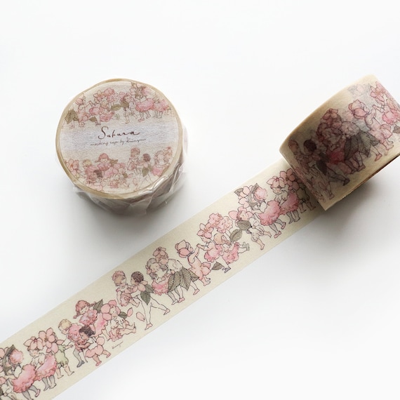 Krimgen Sakura Washi Tape Flower Girls Original Illustration | Etsy