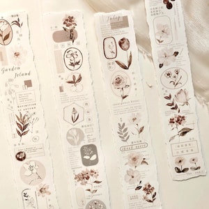Herbstlaub Masking Tape - FULL ROLL, Freckles Tea Volume 3 Aquarell Washi und PET Illustration Masking Tape, Earth Tone Aufkleber