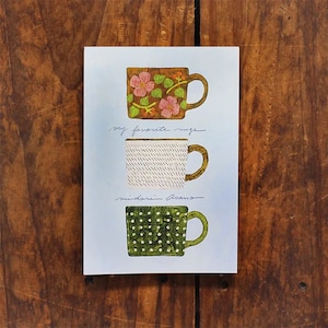 Minhas canecas favoritas bloco de papel para escrever, Cozyca, cartões postais de ilustração Midori Asano, xícara de chá, caneca de café papelaria para cartas e diário