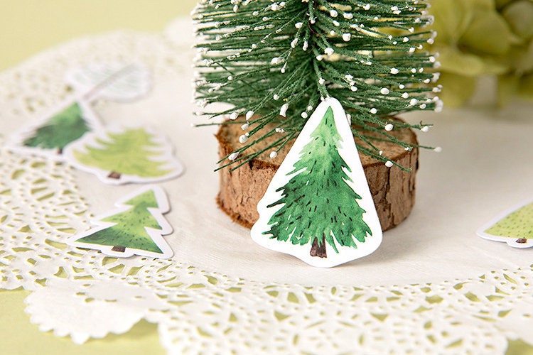 225pcs Pine Tree Stickers,forest Stickers Tree Stickers Small Cute Green  Plant Stickers For Scrapbooking, Laptop, Phone Case, Suitcase(fresh Forest,  5