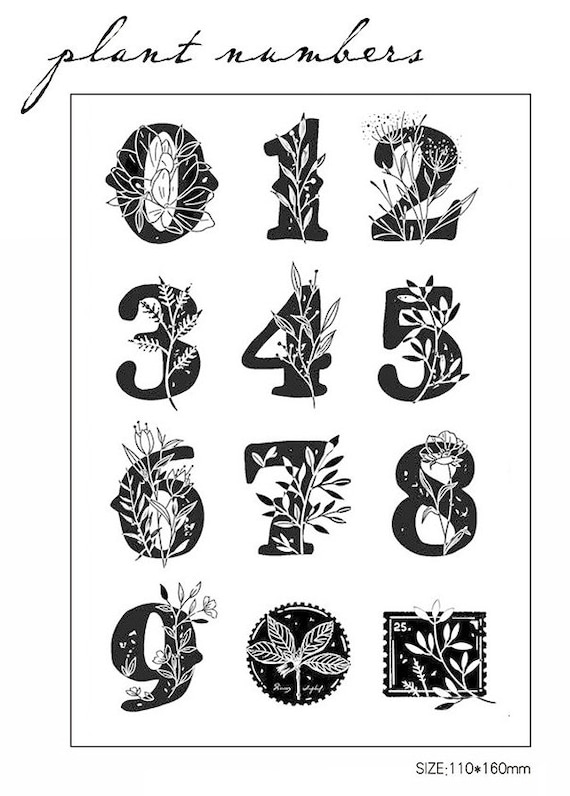 Numbers Acrylic Stamp Set, Plant Numbers, Animal Numbers, Lettering, Clear  Stamps for Journaling, Paper Craft 