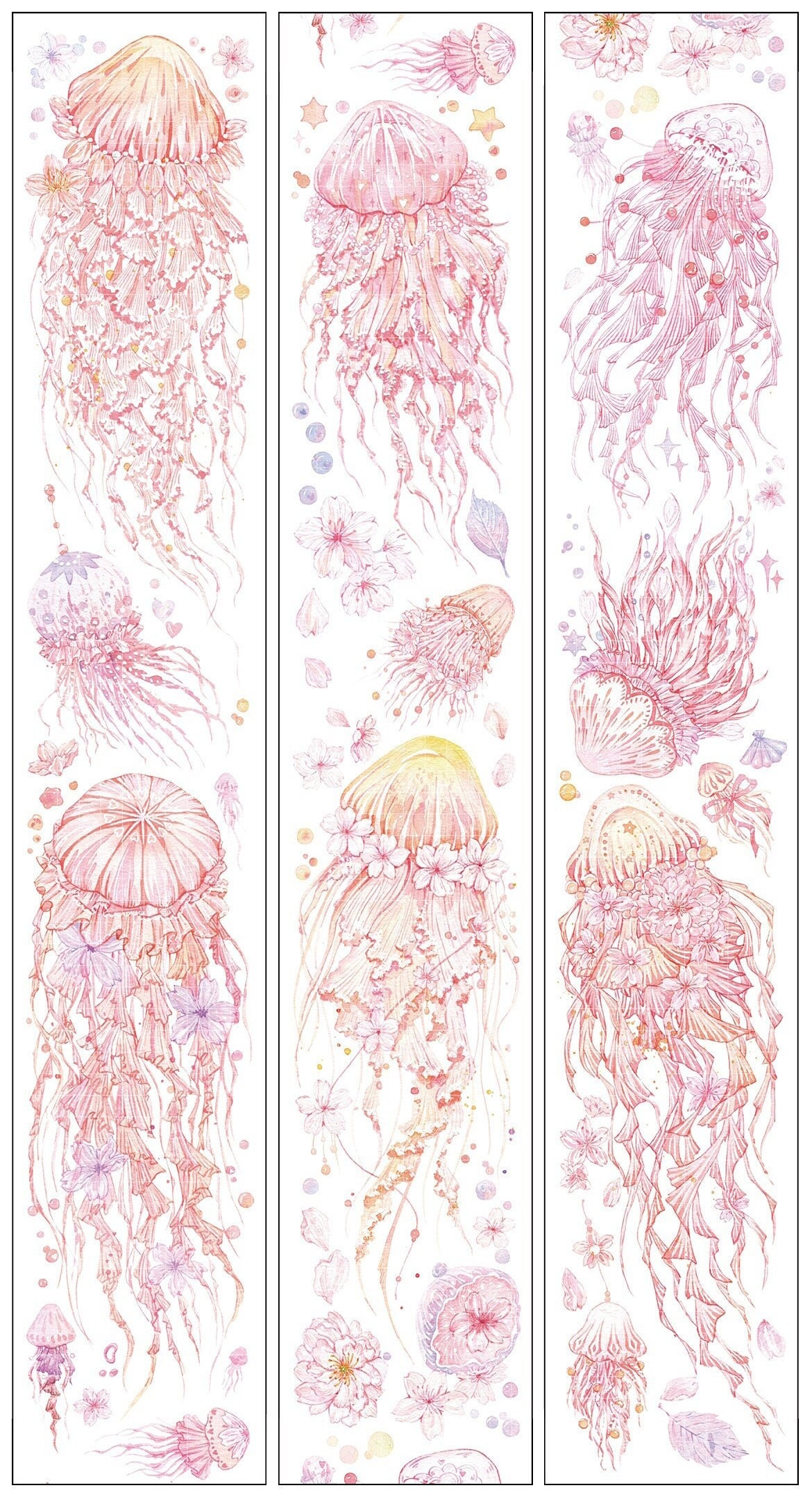 Tape Sample Sakura Jellyfish Masking Tape Extra Wide Floral Etsy