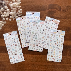 Folhas de adesivos da série Mind Wave Lampo Mini, animais da vida diária, raposa, urso, coelho, adesivos kawaii para diário, planejador, papelaria japonesa