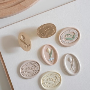 Sello de cera con diseño de lirio de los valles y tulipán, sello de cera floral troquelado, corona de flores, sello de cera para sellar cartas, álbumes de recortes y diarios