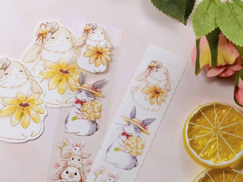 Kawaii Stationary Bobba Tea Rabbits Themed Washi Tape Little Milk Tea Bunny Clear Tape Roll Dessert Bakery Komos Museum