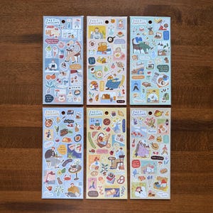 Folhas de adesivos da série Mind Wave Just Chilling, vida lenta, culinária, hobbies, leitura, música, panificação, adesivos para café em casa, papelaria japonesa