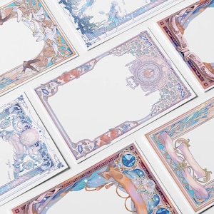 Cartões decorativos de colagem, cartão de colagem em branco, cartão de registro no diário, moldura ornamentada e papel de borda para diário, álbum de recortes, colagem